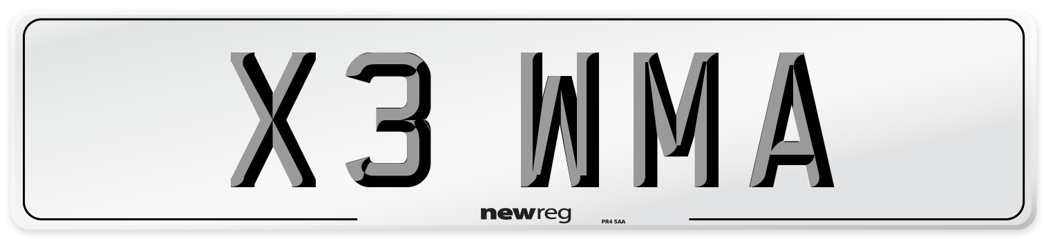 X3 WMA Number Plate from New Reg